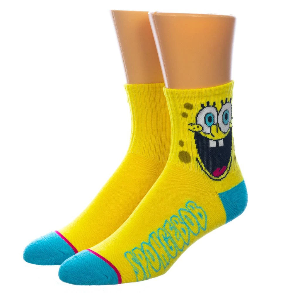 Bioworld Spogebob Quarter 3 Pair Crew Socks 4 Bioworld Spogebob Quarter 3 Pair Crew Socks