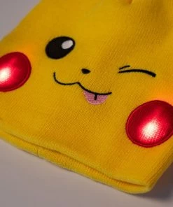 Bioworld Pokemon Pikachu Big Face Beanie W/ Led Cheeks 10 Bioworld Pokemon Pikachu Big Face Beanie W/ Led Cheeks
