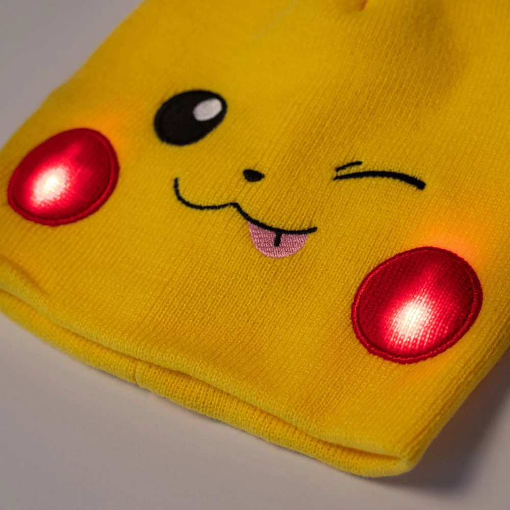 Bioworld Pokemon Pikachu Big Face Beanie W/ Led Cheeks 6 Bioworld Pokemon Pikachu Big Face Beanie W/ Led Cheeks