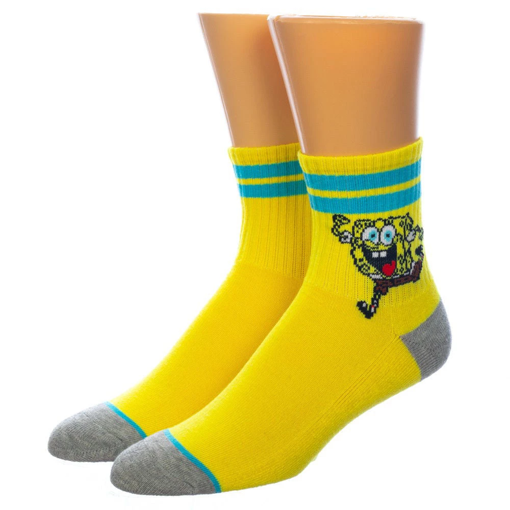 Bioworld Spogebob Quarter 3 Pair Crew Socks 6 Bioworld Spogebob Quarter 3 Pair Crew Socks