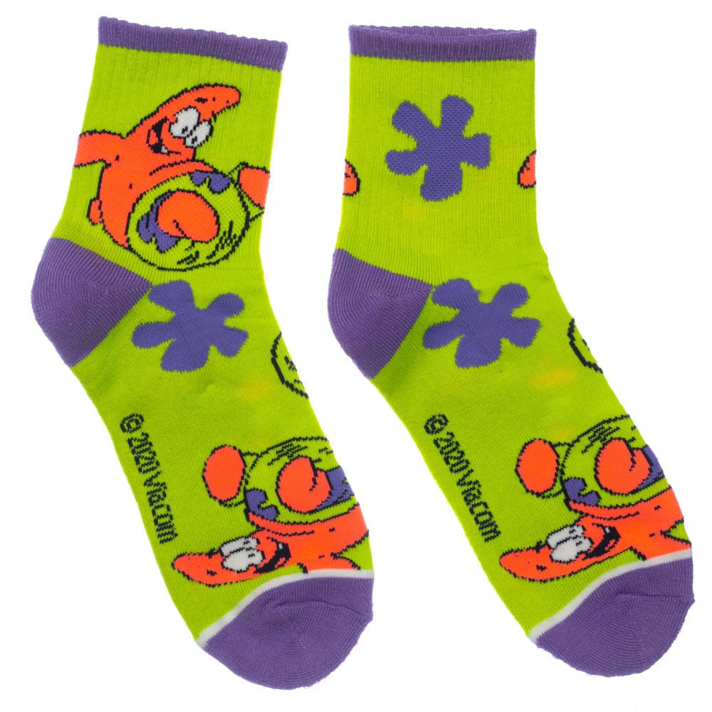 Bioworld Spogebob Quarter 3 Pair Crew Socks 7 Bioworld Spogebob Quarter 3 Pair Crew Socks