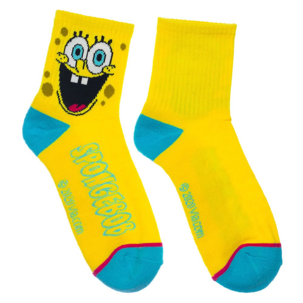 Bioworld Spogebob Quarter 3 Pair Crew Socks 8 Bioworld Spogebob Quarter 3 Pair Crew Socks