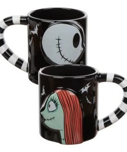 Bioworld The Nightmare Before Chritsmas Jack & Sally 20oz Sculped Ceramic Mug Set Of 2 Disney