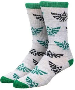 Bioworld Zelda Hyrule Triforce Logo White Crew Socks