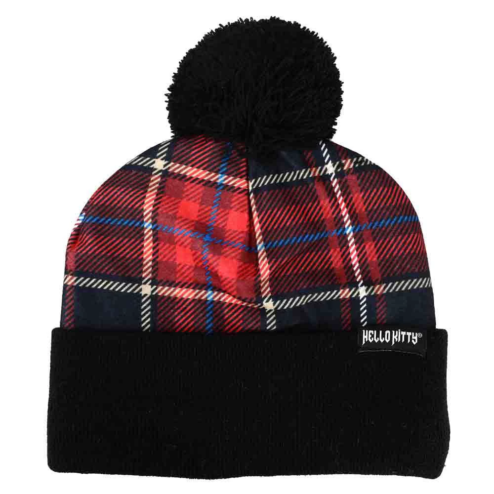 Bioworld Anime Hello Kitty Plaid Punk Pom Beanie 4 Bioworld Anime Hello Kitty Plaid Punk Pom Beanie