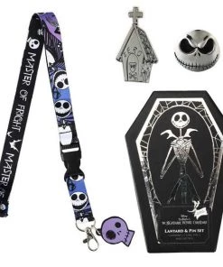 Bioworld NBC Master Of Fright Lapel Pins & Lanyard Coffin Box Set The Nightmare Before Christmas