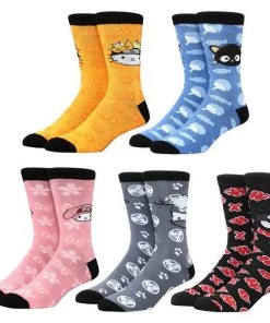 Bioworld Sanrio X Naruto Characters 5 Pair Crew Socks
