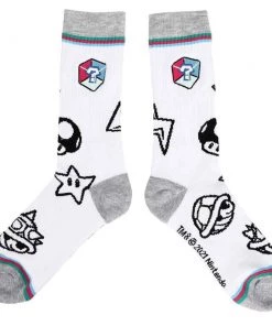 Bioworld Super Mario Kart Embroidered Crew Socks Mario Series