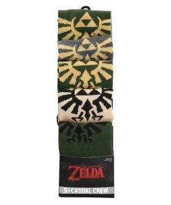 Bioworld Zelda Hyrule Crest 5 Pair Crew Socks The Legend Of Zelda
