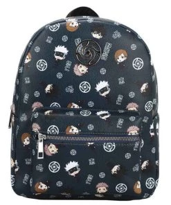 Bioworld Jujutsu Kaisen Chibi AOP Metal Badge Mini Backpack Bags