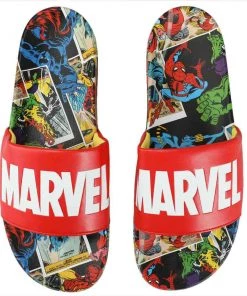 Bioworld Marvel Logo & Comic Art Athletics Slide Sandals