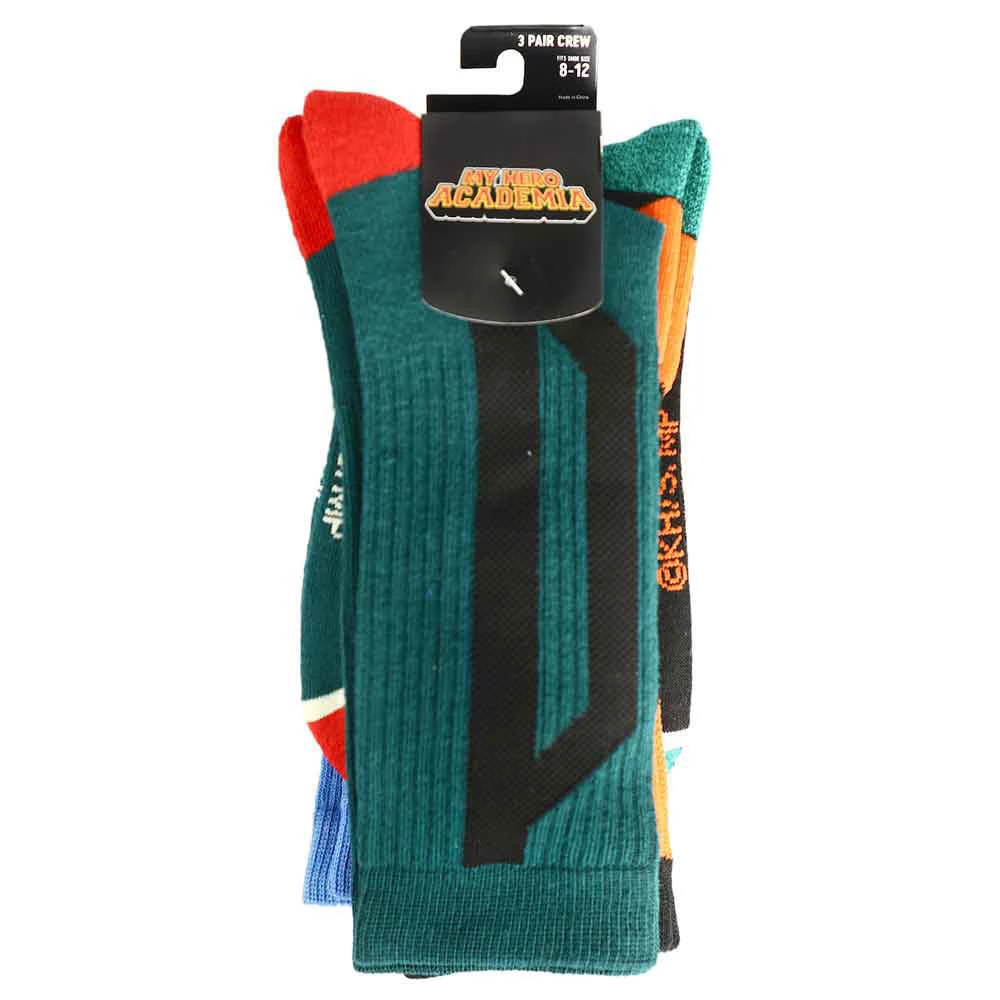 Bioworld My Hero Academia Deku, Bakugo & All Might 3 Pair Crew Socks 7 Bioworld My Hero Academia Deku, Bakugo & All Might 3 Pair Crew Socks