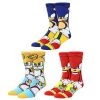 Bioworld Sonic The Hedgehog Sonic, Tails, AND Knuckles 3 Pair Crew Sock