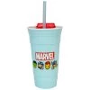 Silver Buffalo Marvel The Avengers Faces 32oz Plastic Party Cup With Lid And Straw