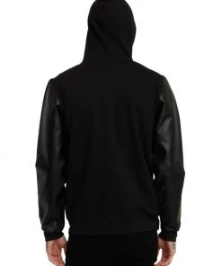 Bioworld DC Comic Batman Logo Faux Leather Sleeves Hoodie