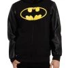Bioworld DC Comic Batman Logo Faux Leather Sleeves Hoodie