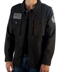 Bioworld Marvel Punisher Vigilante Skull Logo Button Up Jacket