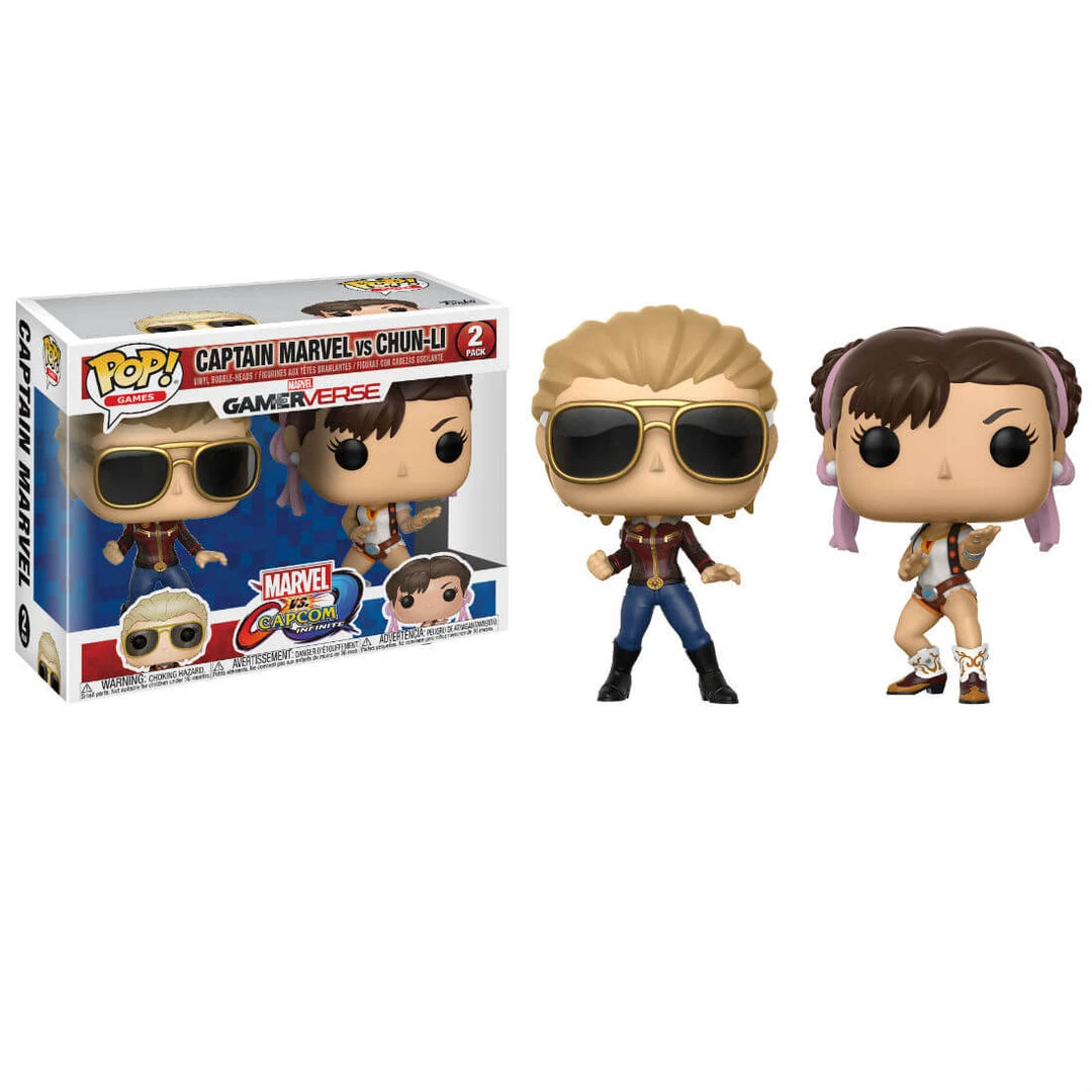 Funko Captain Marvel Vs Chun-Li - Marvel Vs Capcom - POP Heroes Collectible Figure Funko Pops! 3 Funko Captain Marvel Vs Chun-Li - Marvel Vs Capcom - POP Heroes Collectible Figure Funko Pops!
