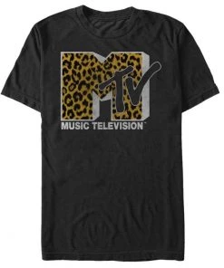 FifthSun MTV Men's Cheetah Print Logo T Shirt Black T-shirt Music