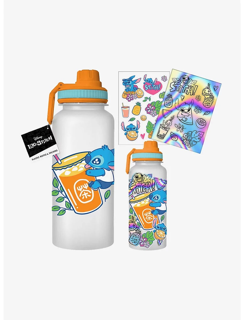 Silver Buffalo Lilo & Stitch Lilo And Stitch Cute Fruity Bubble Tea Holographic 32oz Twist Spout Plastic Bottle W/ Sticker Set 4 Silver Buffalo Lilo & Stitch Lilo And Stitch Cute Fruity Bubble Tea Holographic 32oz Twist Spout Plastic Bottle W/ Sticker Set