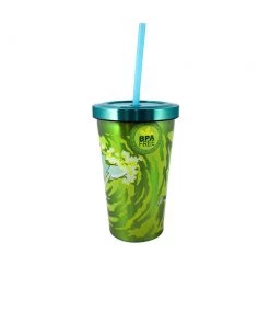 JUST FUNKY Anime Rick And Morty Green Portal Tumbler/Travel 16oz Straw Cup