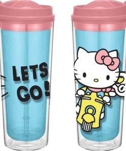 Vandor Hello Kitty "Let's Go" Travel Tumbler Cup Houseware