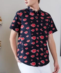 Ripple Junction Anime Naruto Akatsuki Cloud Allover Print Woven Button-Up Shirt