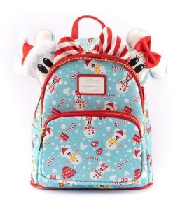 Loungefly Disney: Mickey & Minnie Snowman AOP Mini Backpack & Headband