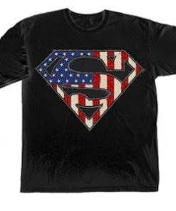 Changes American Flag Superman Denim Heather Color T-shirt DC Comics