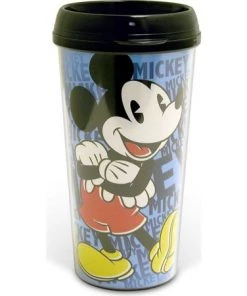 Silver Buffalo Disney Mickey Mouse 16 Oz. Plastic Travel Mug