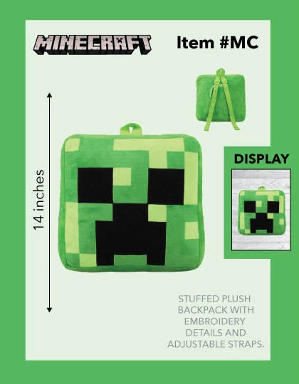 Costal Transfers Minecraft Backpack Plush 17" 3 Costal Transfers Minecraft Backpack Plush 17"
