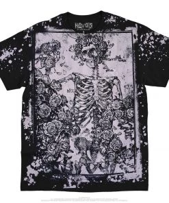 Liquid Blue Music Skull Woodcut Havok Black T-Shirt