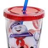 JUST FUNKY Ghost Buster Red Carnival Cup With Red Lid And Blue 18 Oz Straw Cup