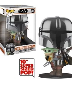 Funko Funko Pops! Pop! Star Wars Chrome Mandalorian W/The Child 10" Super Sized Pop