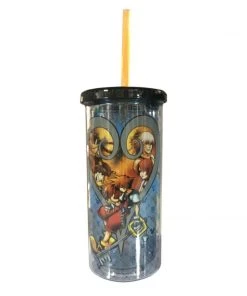 Silver Buffalo Kingdom Hearts Sora Hearts 20 Oz Plastic Tall Cold Cup W/ Lid & Straw