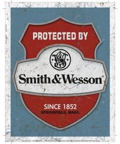 Desperate Enterprises Inc Protected By Smith & Wesson Metal Sign Home Decor & Posters