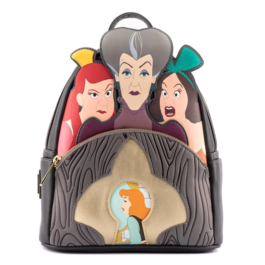 Loungefly Disney Villains Lady Tremaine, Anastasia, And Drizella Mini-Backpack 3 Loungefly Disney Villains Lady Tremaine, Anastasia, And Drizella Mini-Backpack