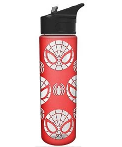 Silver Buffalo Marvel Spiderman Logo With Silicone Sleeve Glass 20oz. Water Bottle
