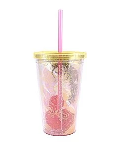 Silver Buffalo Disney Princess - Beauty And The Beast - Belle 16oz. Straw Cup With Rose Shaped Ice Cubes