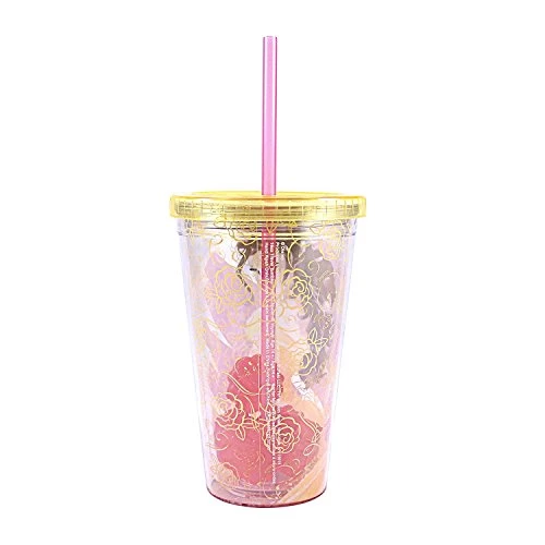 Silver Buffalo Disney Princess - Beauty And The Beast - Belle 16oz. Straw Cup With Rose Shaped Ice Cubes 4 Silver Buffalo Disney Princess - Beauty And The Beast - Belle 16oz. Straw Cup With Rose Shaped Ice Cubes
