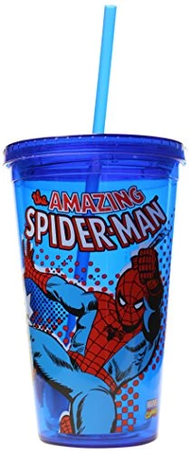 Silver Buffalo Marvel Spiderman 16oz. Straw Cup