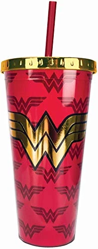 Spoontiques DC Comics - Wonder Woman 20oz Foil Cup W/Straw