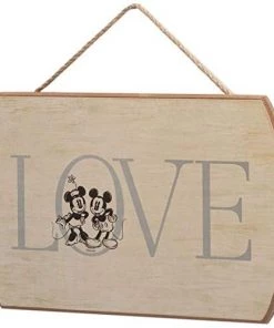 Open Road Brands Disney Love Mickey Mouse & Minnie Mouse Hanging Wood Wall Décor