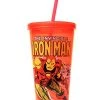 Silver Buffalo Marvel Iron Man Action 16oz. Straw Cup