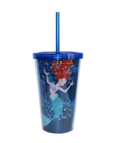 Silver Buffalo Disney's The Little Mermaid Ariel 16 Oz. Straw Cup