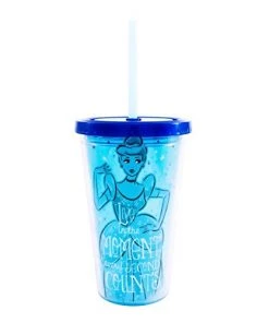 Silver Buffalo Disney Princess Cinderella 16oz. Straw Cup With Ice Cubes