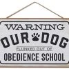 Open Road Brands Dog Flunked Obedience School Hanging Wood Wall Decor Home Decor & Posters