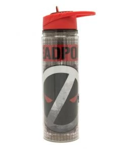 Silver Buffalo Deadpool Reverse Logo Double Walled Tritan Water Bottle, 18-oz