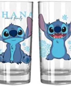 Silver Buffalo Lilo And Stitch Blue Floral 4pc. 10oz. Tumbler Glass Set