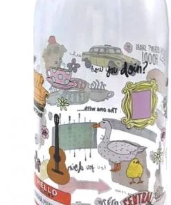 Silver Buffalo Friends Icon Quote Doodle Pattern 28oz Tritan Water Bottle W Screw Lid